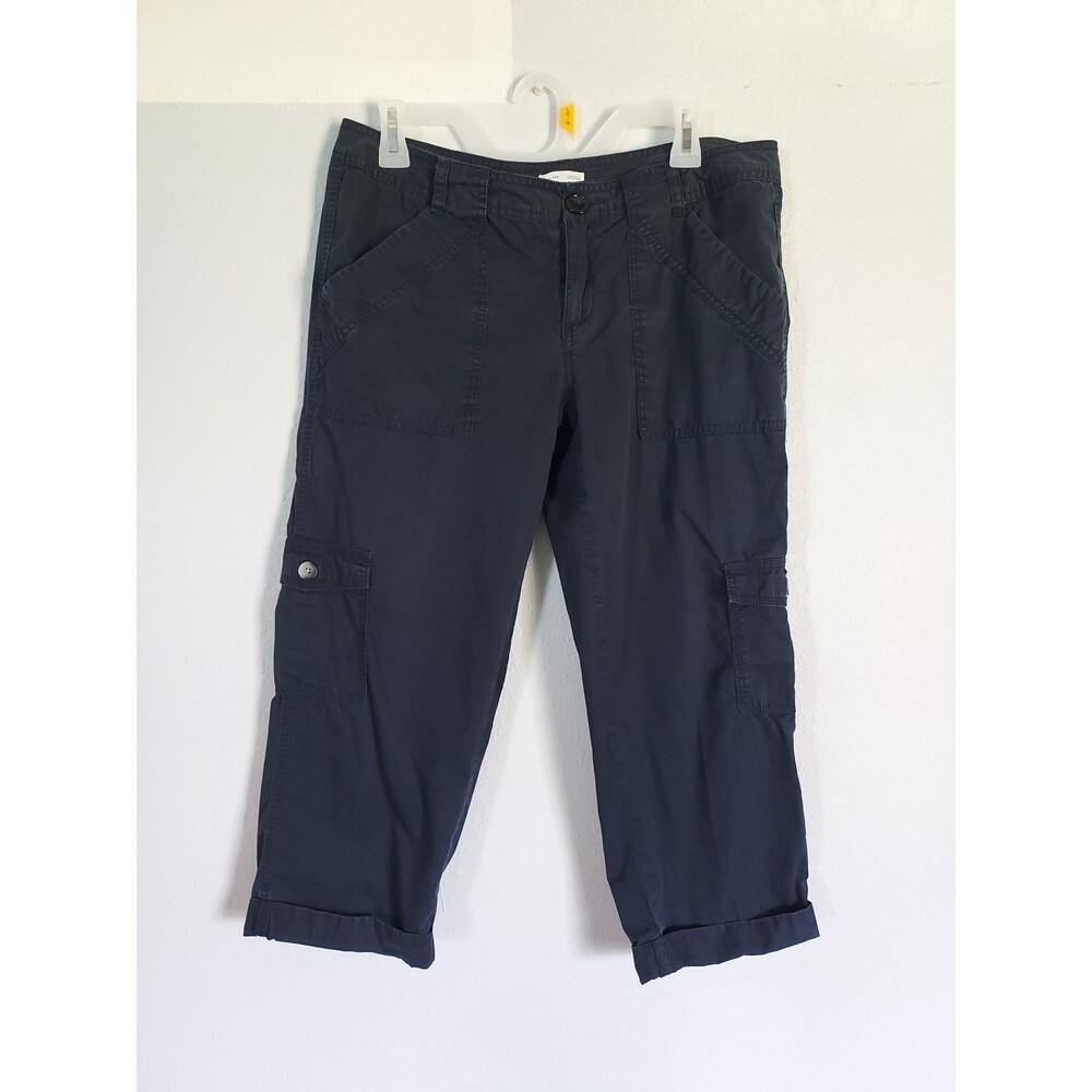 Gap Capri Pants Womens Size 10 (34x22) Navy Blue Cargo Rolled Hem 100% Cotton